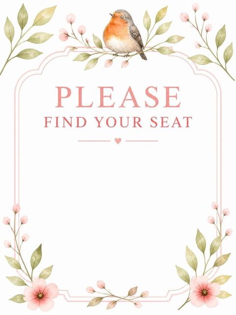 Place card in the Watercolor Robin Nest First Birthday design