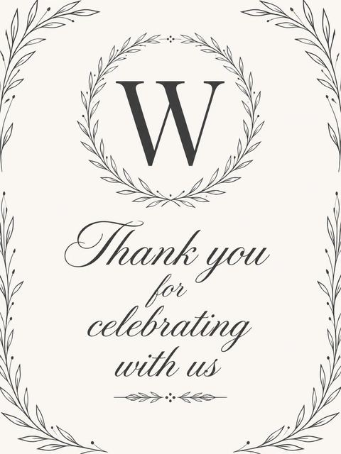 Thank-you flat in the Monogram Laurel Botanical 85th Birthday Invitation design