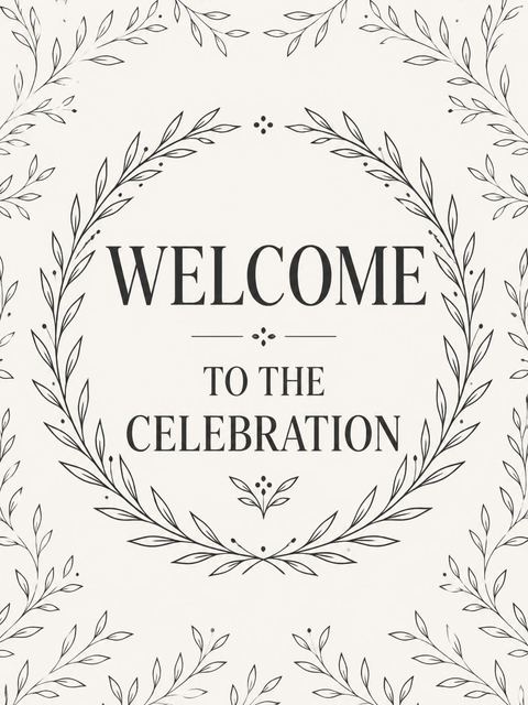 Welcome sign in the Monogram Laurel Botanical 85th Birthday Invitation design