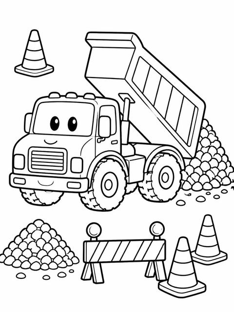 Coloring sheet in the Cartoon Construction Truck 2nd Birthday design
