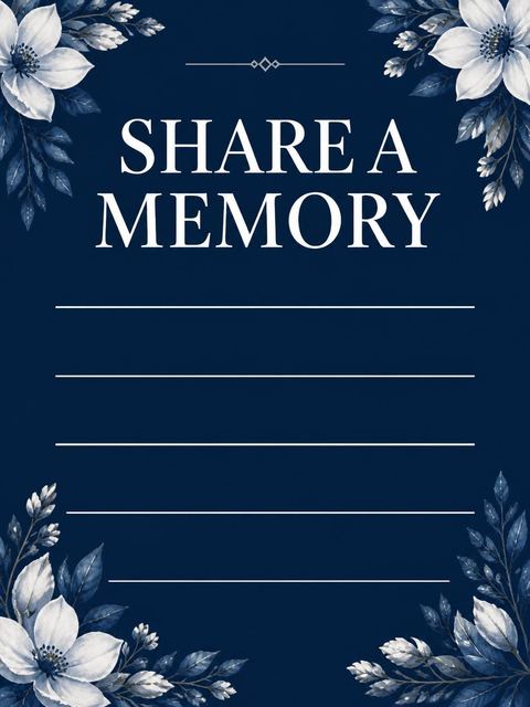 Memory card in the Navy Silver Floral 70th Birthday design