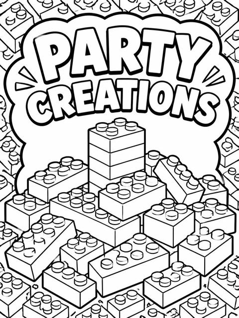 Coloring sheet in the Primary Color Building Block 6th Birthday design