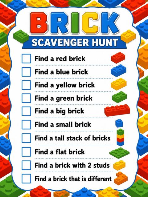 Scavenger hunt in the Primary Color Building Block 6th Birthday design