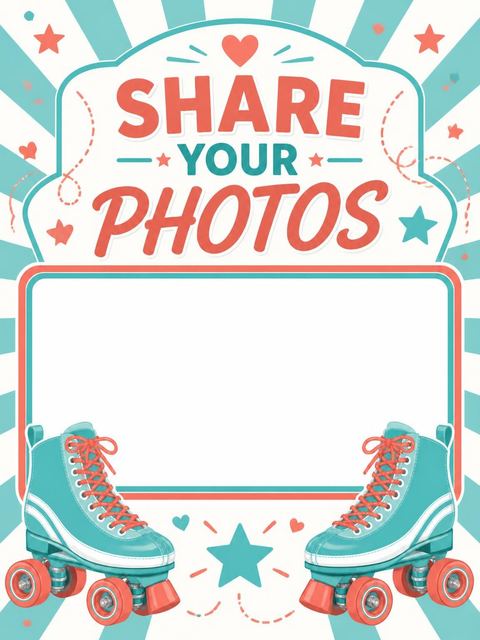 Hashtag card in the Teal and Coral Roller Skate 8th Birthday design