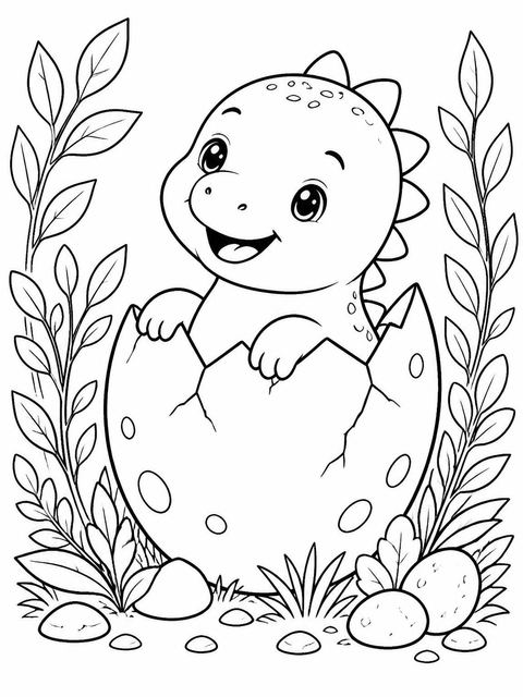 Coloring sheet in the Watercolor Baby Dinosaur 1st Birthday design