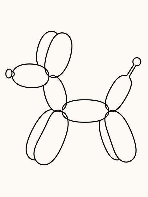 Coloring sheet in the Minimalist Line Art Balloon Dog Birthday design
