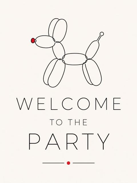 Welcome sign in the Minimalist Line Art Balloon Dog Birthday design