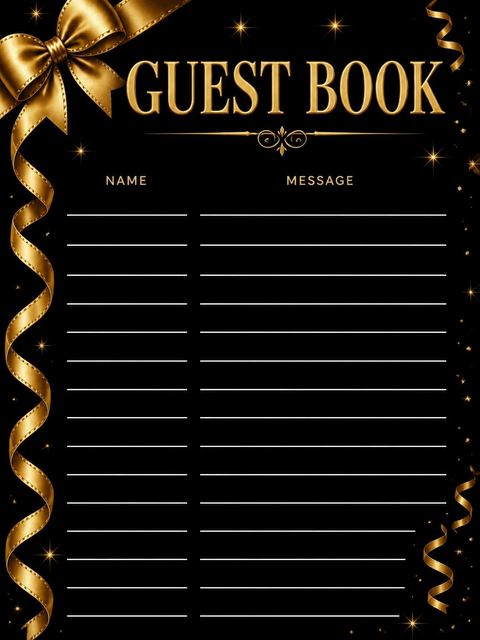 Guest sign-in sheet in the Gold Bow 75th Birthday Invitation design