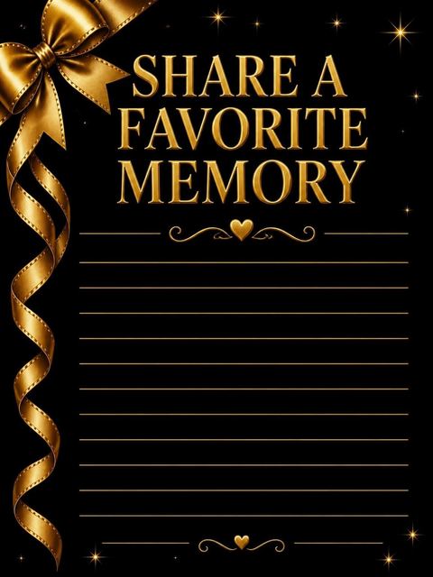 Memory card in the Gold Bow 75th Birthday Invitation design