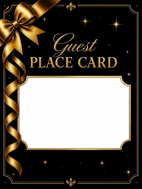 Place card in the Gold Bow 75th Birthday Invitation design