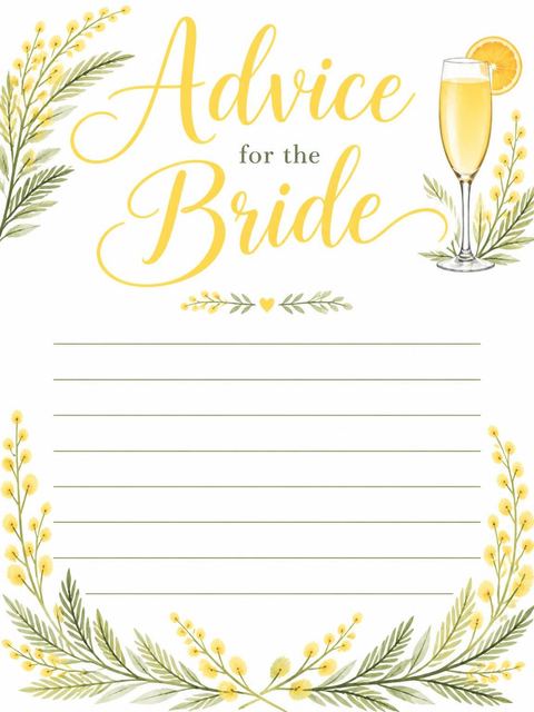 Advice card in the Watercolor Mimosa Floral Bridal Shower design