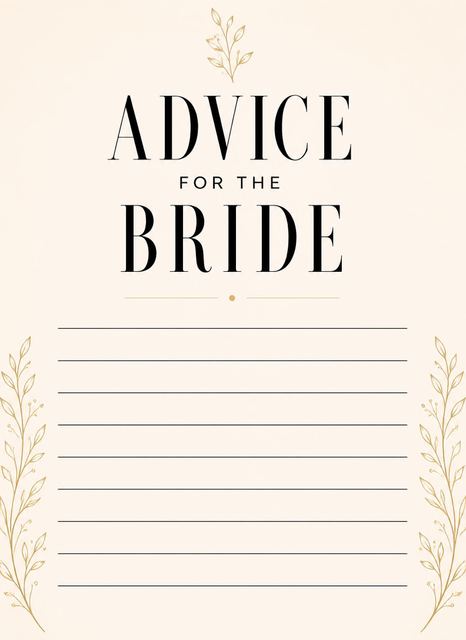 Advice card in the Gold Botanical Cream Bridal Shower design