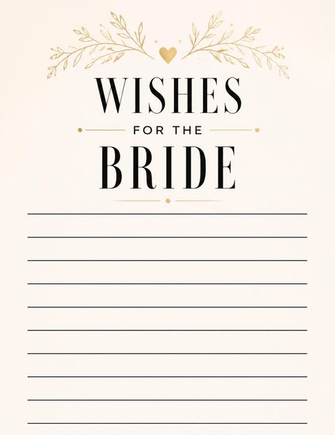 Wishes page in the Gold Botanical Cream Bridal Shower design