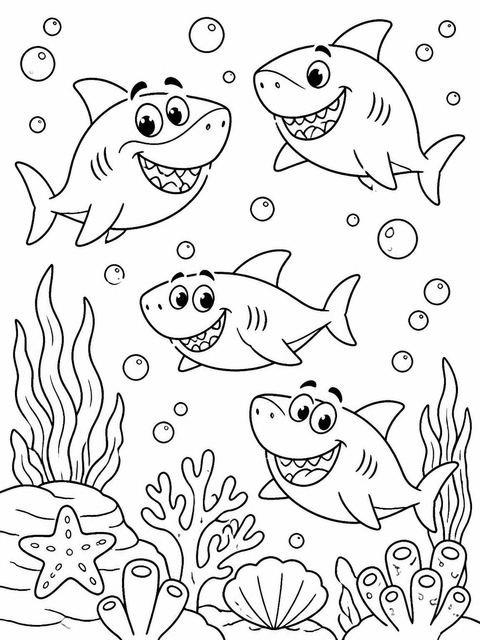 Coloring sheet in the Blue Shark Cartoon 3rd Birthday design