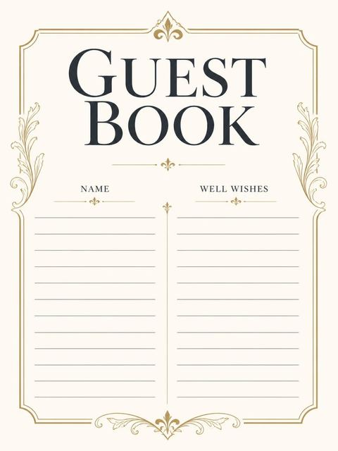 Guest sign-in sheet in the Gold Crest Serif 60th Birthday design