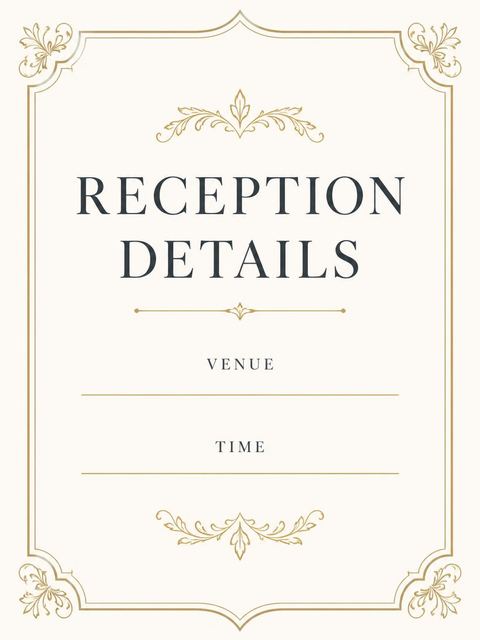 Reception details in the Gold Crest Serif 60th Birthday design
