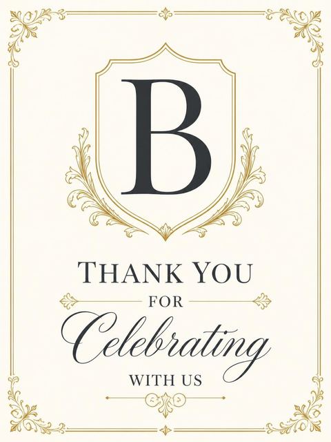 Thank-you flat in the Gold Crest Serif 60th Birthday design