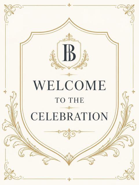 Welcome sign in the Gold Crest Serif 60th Birthday design
