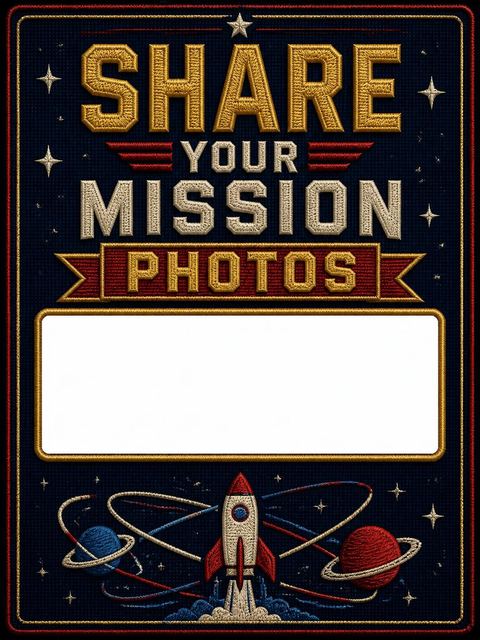 Hashtag card in the Navy Embroidered Space Patch 10th Birthday design