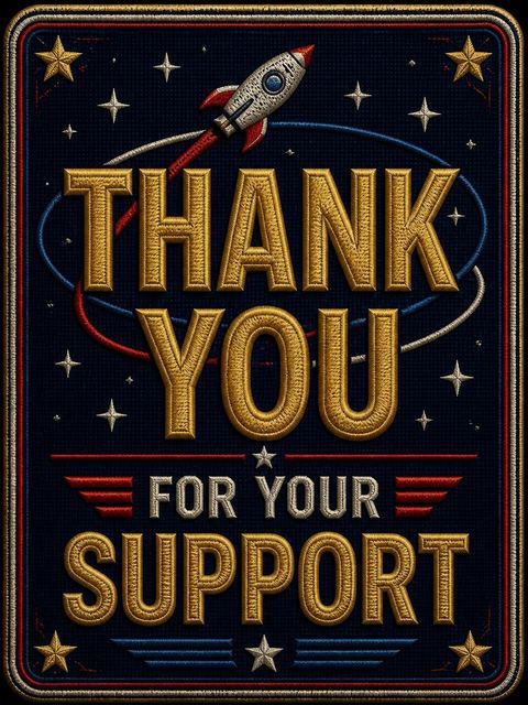 Thank-you flat in the Navy Embroidered Space Patch 10th Birthday design