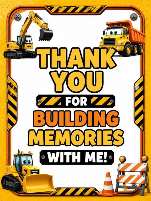 Thank-you flat in the 3D Excavator and Dump Truck 3rd Birthday design