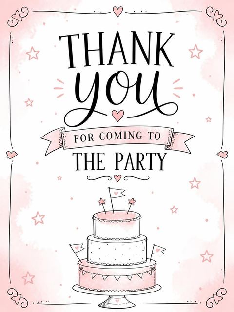 Thank-you flat in the Pink Watercolor Cake 1st Birthday Invitation design