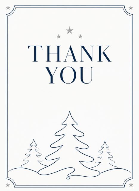Thank-you flat in the Blue Gradient Line Art Winter Party design