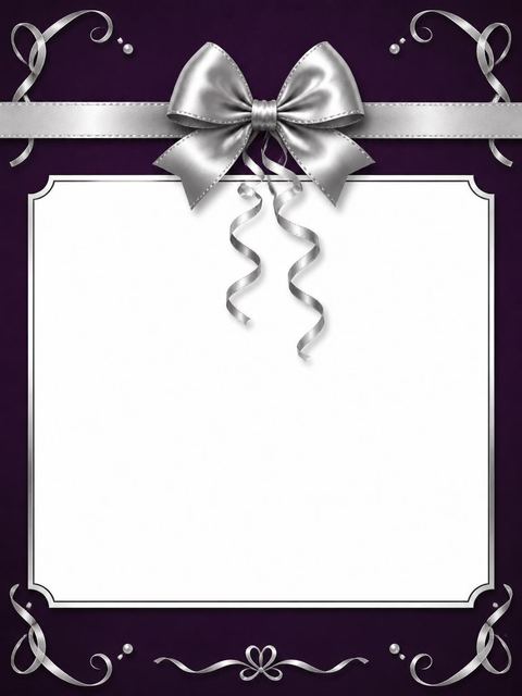 Place card in the Royal Purple Silver Ribbon 45th Birthday design