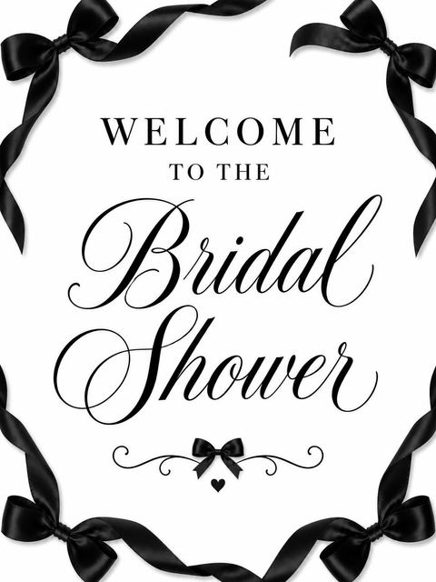Welcome sign in the Black Satin Ribbon Bridal Shower design