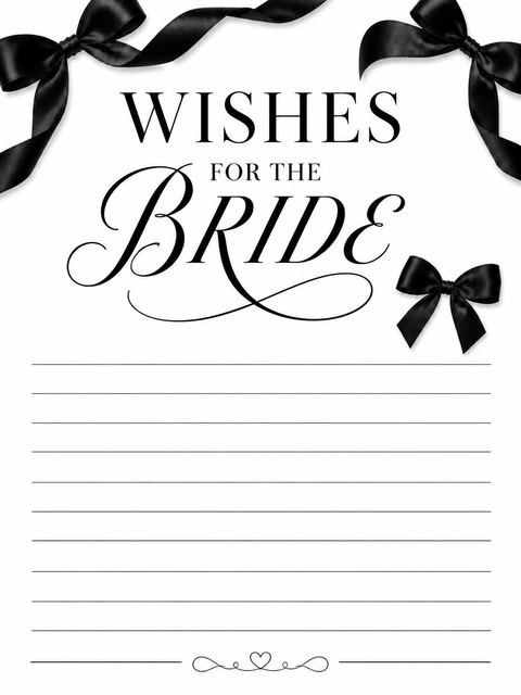 Wishes page in the Black Satin Ribbon Bridal Shower design