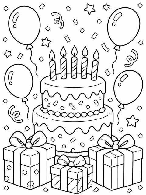 Coloring sheet in the Primary Color Balloon 4th Birthday Invitation design