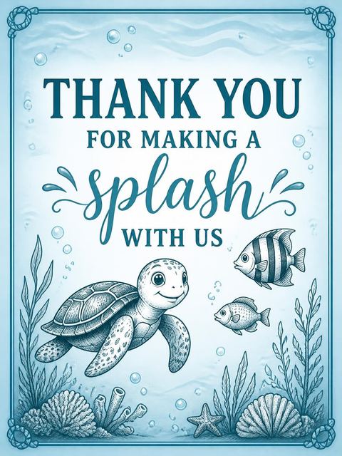 Thank-you flat in the Brass Porthole Sea Life 4th Birthday design