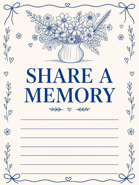 Memory card in the Blue Ink Daisy Bouquet 12th Birthday design