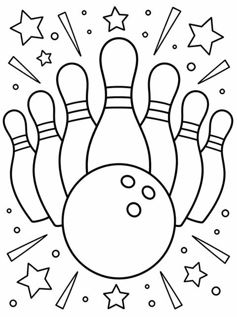 Coloring sheet in the Red and Navy Bowling 7th Birthday design