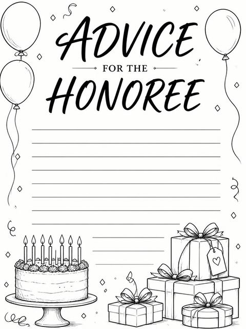 Advice card in the Minimalist Black-Ink Line Art 35th Birthday design