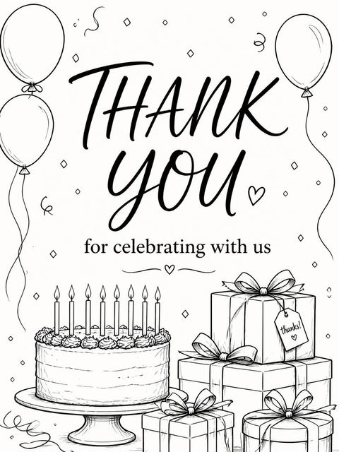 Thank-you flat in the Minimalist Black-Ink Line Art 35th Birthday design