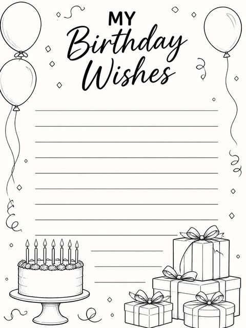 Wish list card in the Minimalist Black-Ink Line Art 35th Birthday design