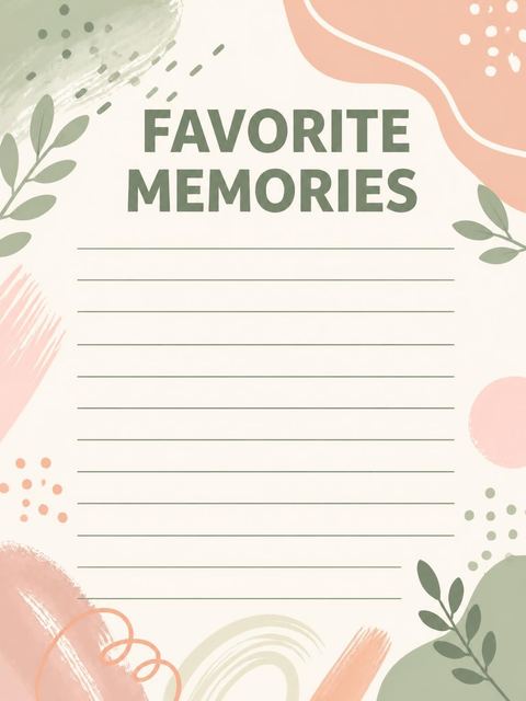 Memory card in the Sage and Coral Abstract Birthday design