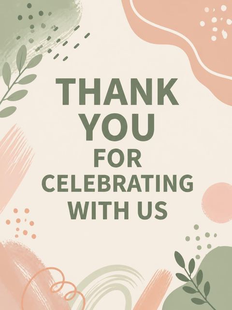 Thank-you flat in the Sage and Coral Abstract Birthday design