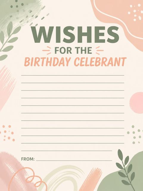 Wishes page in the Sage and Coral Abstract Birthday design