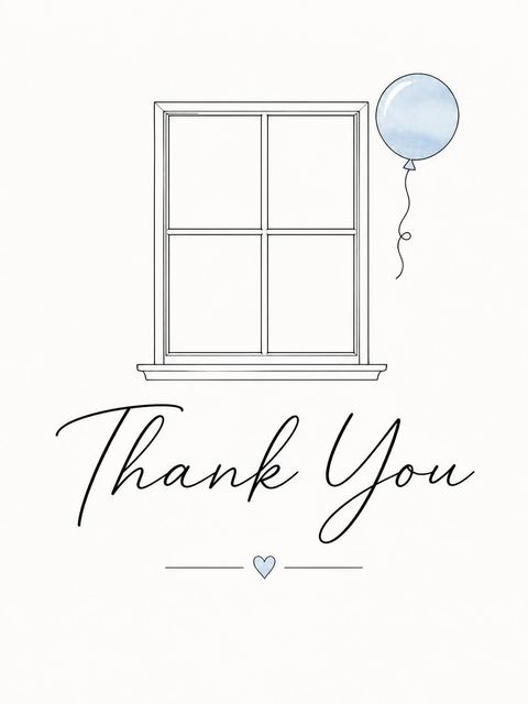 Thank-you flat in the Balloon 1st Birthday Invitation design