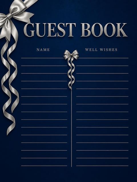 Guest sign-in sheet in the Navy Silver Ribbon 50th Birthday design