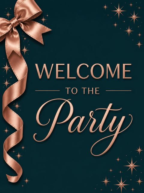 Welcome sign in the Rose Gold Ribbon 30th Birthday design