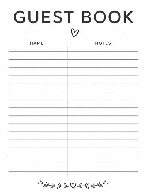Guest sign-in sheet in the Minimalist Script Milestone Birthday Invitation design