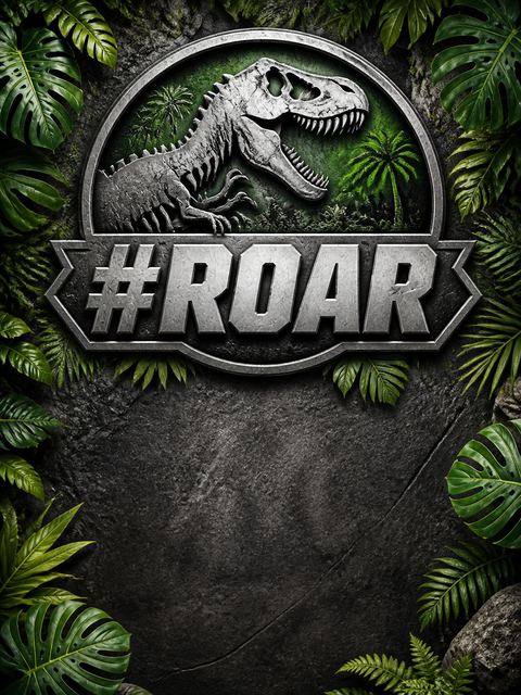 Hashtag card in the Jurassic Dinosaur 8th Birthday Invitation design
