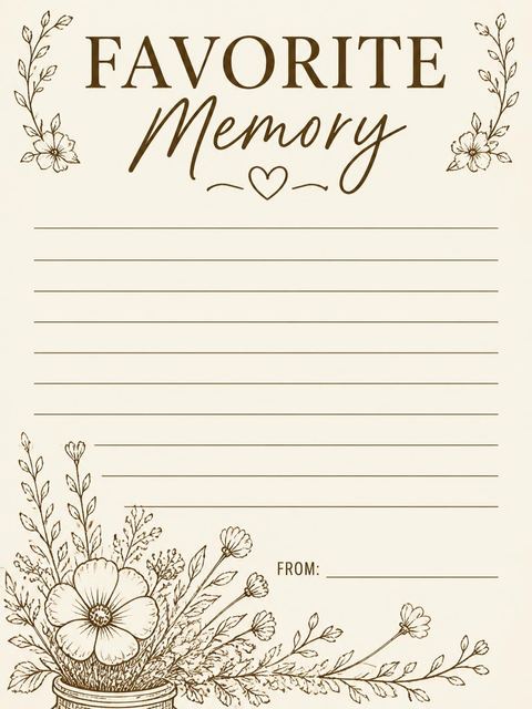 Memory card in the Cream Line-Art Tabletop Birthday Invitation design