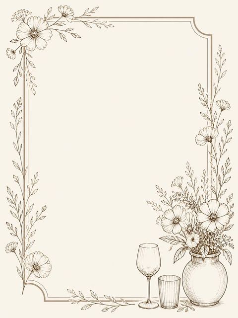 Place card in the Cream Line-Art Tabletop Birthday Invitation design