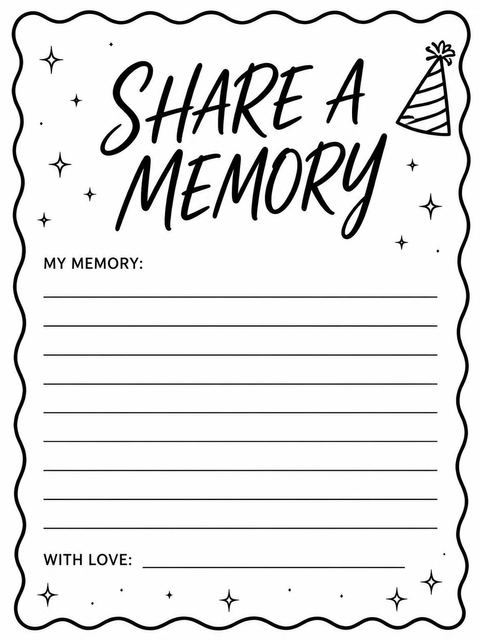 Memory card in the Black and White Scalloped 30th Birthday Invitation design