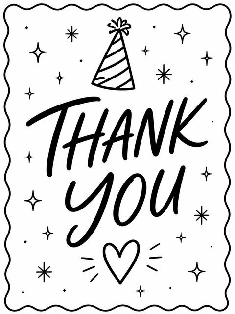 Thank-you flat in the Black and White Scalloped 30th Birthday Invitation design