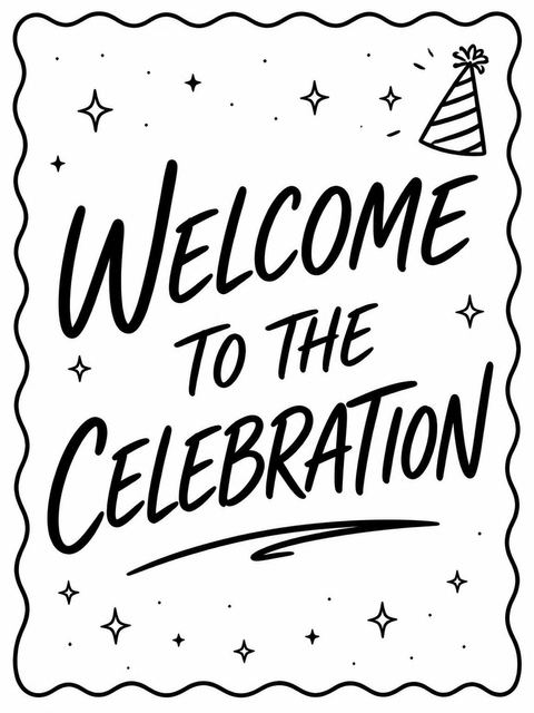 Welcome sign in the Black and White Scalloped 30th Birthday Invitation design